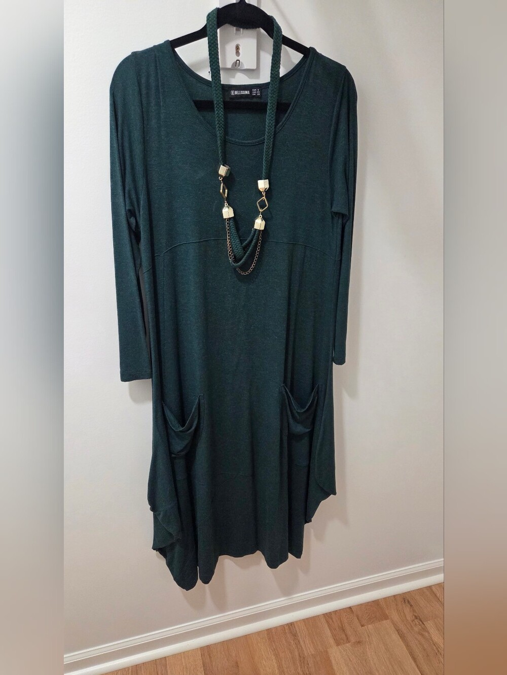 Asymmetrical Pocket Dress in Deep Teal